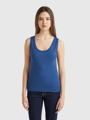 Benetton, Air Force Blue Tank Top In Pure Cotton, size XXS, Air Force Blue, Women United Colors of Benetton