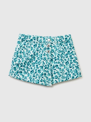 Benetton, Animal Print Mini Skirt, Size: XL, Teal, Kids United Colors of Benetton