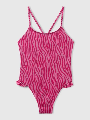 Benetton, Animal Print One-piece Swimsuit, size XXS, Fuchsia, Kids United Colors of Benetton