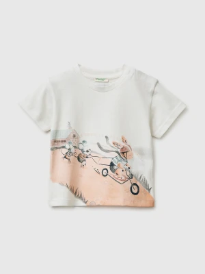 Benetton, Animal Print T-shirt, Size: 82, Creamy White, Kids United Colors of Benetton