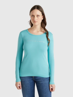 Benetton, Aqua Green 100% Cotton Long Sleeve T-shirt, size XXS, Aqua, Women United Colors of Benetton