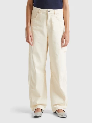 Benetton, Baggy Fit Trousers, size 25, Creamy White, Women United Colors of Benetton