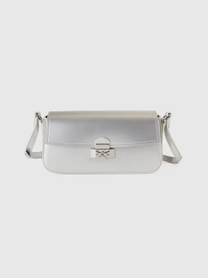 Benetton, Baguette Bag In Synthetic Leather, size OS, Silver, Women United Colors of Benetton