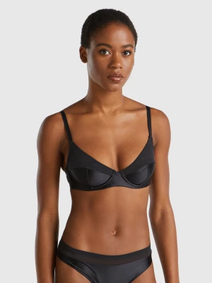 Benetton, Balconette Bra In Glossy Fabric, size , Black, Women United Colors of Benetton