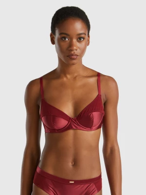 Benetton, Balconette Bra In Glossy Fabric, size , Burgundy, Women United Colors of Benetton