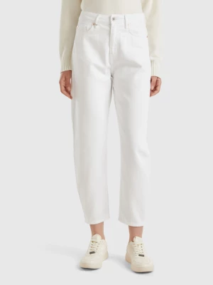 Benetton, Balloon Fit Trousers, size 32, White, Women United Colors of Benetton