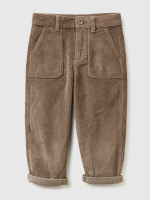 Benetton, Balloon Fit Velvet Trousers, Size: 116, Brown, Kids United Colors of Benetton