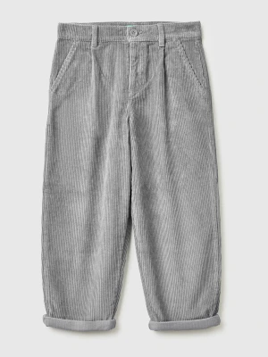 Benetton, Balloon Fit Velvet Trousers, Size: XL, Gray, Kids United Colors of Benetton