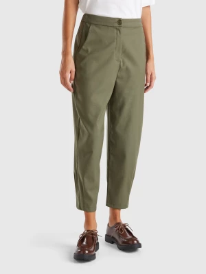 Benetton, Balloon Trousers, size , Military Green, Women United Colors of Benetton