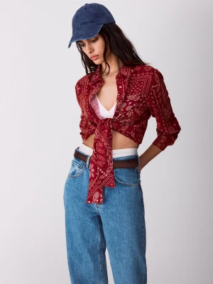 Benetton, Bandana Print Shirt With Knot, Size: XS, Red, Women United Colors of Benetton