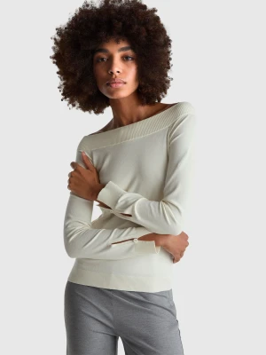 Benetton, Bardot Neck Sweater, Size: L, Creamy White, Women United Colors of Benetton