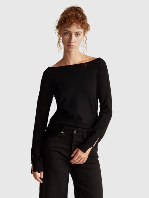 Benetton, Bardot Neck Sweater, Size: XXS, Black, Women United Colors of Benetton