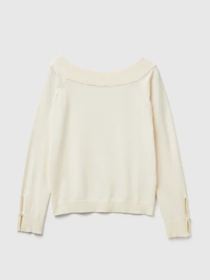 Benetton, Bardot Neck Sweater, Size: XXS, Creamy White, Women United Colors of Benetton