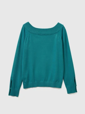 Benetton, Bardot Neck Sweater, Size: XXS, Dark Green, Women United Colors of Benetton