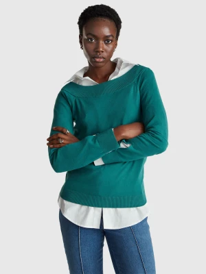 Benetton, Bardot Neck Sweater, Size: XXS, Dark Green, Women United Colors of Benetton
