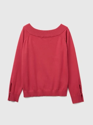 Benetton, Bardot Neck Sweater, Size: XXS, Strawberry, Women United Colors of Benetton