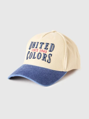 Benetton, Baseball Cap With Embroidery, Size: OS, Creamy White, Men United Colors of Benetton