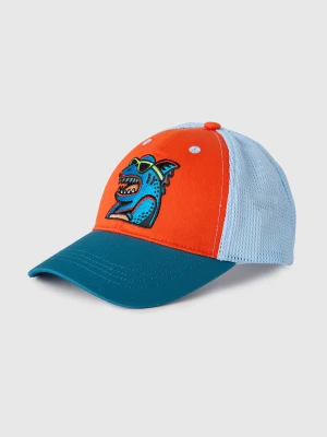 Benetton, Baseball Cap With Embroidery, Size: S, Orange Coral, Kids United Colors of Benetton