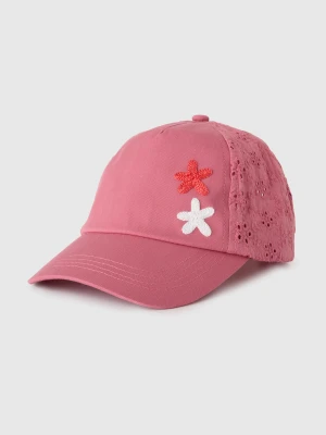 Benetton, Baseball Cap With Sangallo Lace, Size: 110-116, Fuchsia, Kids United Colors of Benetton