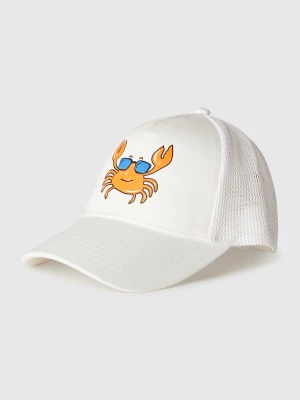Benetton, Baseball Hat In Cotton And Mesh, size 104, Creamy White, Kids United Colors of Benetton