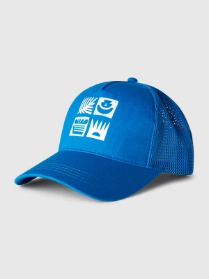 Benetton, Baseball Hat In Cotton And Mesh, size S, Aqua, Kids United Colors of Benetton