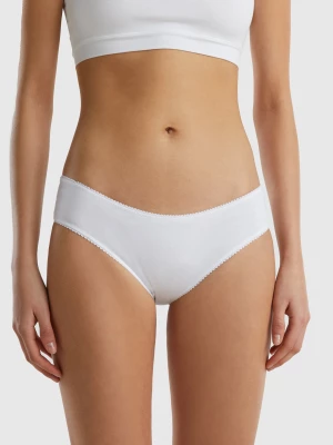 Benetton, Basic Underwear In Stretch Organic Cotton, size L, White, Women United Colors of Benetton