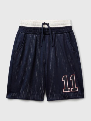 Benetton, Basketball-style Mesh Bermuda Shorts, size XL, Blue, Kids United Colors of Benetton