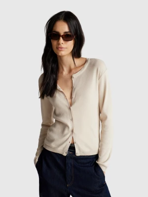Benetton, Beige 100% Cotton Cardigan, size XXS, Beige, Women United Colors of Benetton