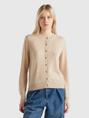 Benetton, Beige Cardigan In Pure Cashmere, size L, Beige, Women United Colors of Benetton