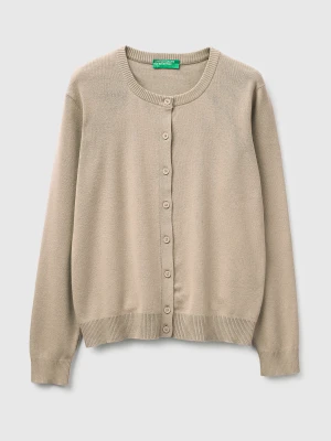 Benetton, Beige Cardigan In Tricot Cotton, Size: XS, Beige, Women United Colors of Benetton