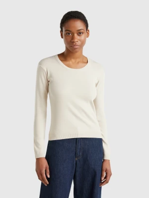 Zdjęcie produktu Benetton, Beige Crew Neck Sweater In Pure Cotton, size XXS, Beige, Women United Colors of Benetton