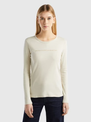 Benetton, Beige Long Sleeve T-shirt In 100% Cotton, size XL, Beige, Women United Colors of Benetton