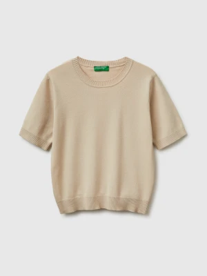Benetton, Beige Short Sleeve Sweater, Size: XS, Beige, Women United Colors of Benetton