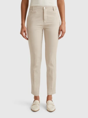 Benetton, Beige Slim Fit Cotton Chinos, size , Beige, Women United Colors of Benetton