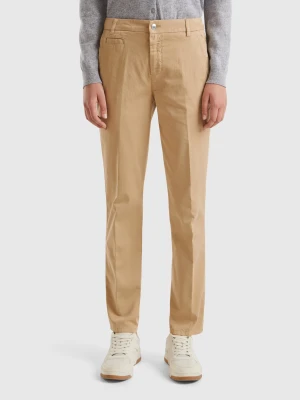 Benetton, Beige Slim Fit Cotton Chinos, size , Beige, Women United Colors of Benetton