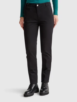 Benetton, Beige Slim Fit Cotton Chinos, size , Black, Women United Colors of Benetton