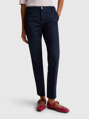 Benetton, Beige Slim Fit Cotton Chinos, size , Dark Blue, Women United Colors of Benetton