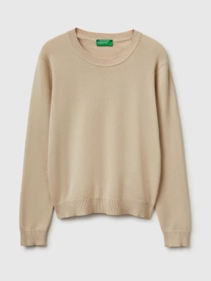 Benetton, Beige Sweater In Tricot Cotton, Size: XS, Beige, Women United Colors of Benetton