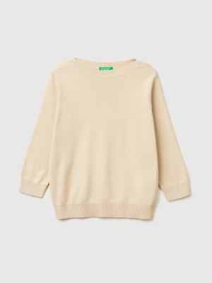 Benetton, Beige Sweater With Boat Neck, Size: XS, Beige, Women United Colors of Benetton
