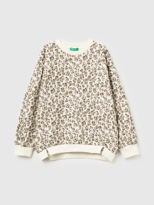 Benetton, Beige Sweatshirt With Animal Print, Size: XL, Brown, Kids United Colors of Benetton