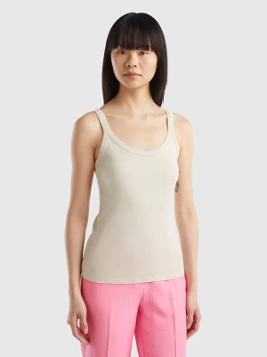 Benetton, Beige Tank Top In Pure Cotton, size L, Beige, Women United Colors of Benetton