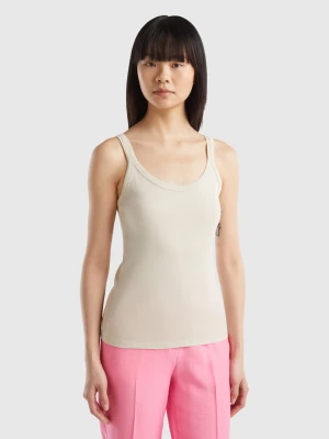 Benetton, Beige Tank Top In Pure Cotton, size XL, Beige, Women United Colors of Benetton