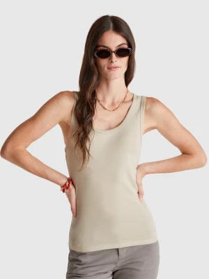 Benetton, Beige Tank Top In Pure Cotton, Size: XL, Beige, Women United Colors of Benetton