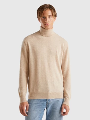 Benetton, Beige Turtleneck In Pure Cashmere, size L, Beige, Men United Colors of Benetton