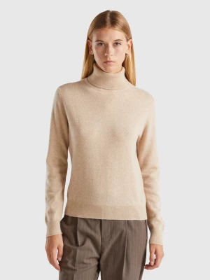 Benetton, Beige Turtleneck In Pure Cashmere, size L, Beige, Women United Colors of Benetton