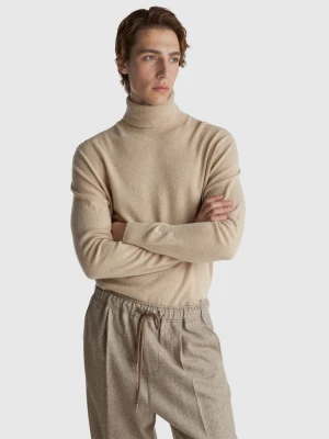 Benetton, Beige Turtleneck In Pure Cashmere, Size: XS, Beige, Men United Colors of Benetton