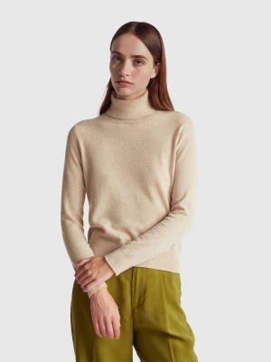 Benetton, Beige Turtleneck In Pure Cashmere, Size: XS, Beige, Women United Colors of Benetton