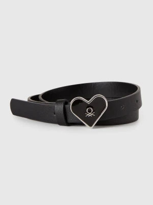 Benetton, Belt With Heart Buckle, Black, Kids United Colors of Benetton