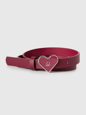 Benetton, Belt With Heart Buckle, Burgundy, Kids United Colors of Benetton