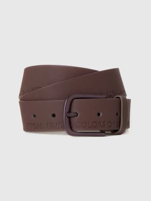 Benetton, Belt With Logo, size L, Dark Brown, Men United Colors of Benetton